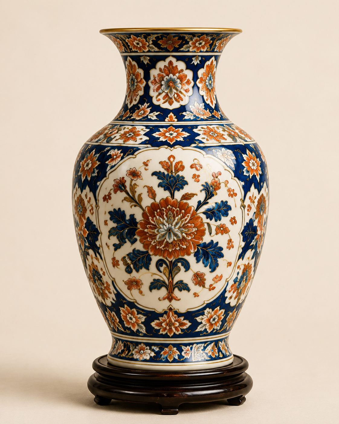 Imari Porcelain Vase Hand-Painted Porcelain • Inspired by Japanese Imari Art • Meiji Period Style