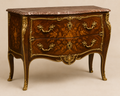 Louis XV Commode Walnut Marquetry • Gilt Bronze Mounts • 18th Century French Inspired Design