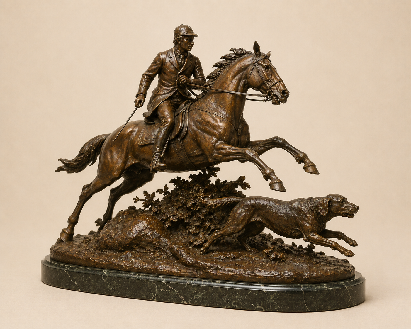The Huntsman’s Pursuit Bronze Sculpture • European Sporting Art Tradition • 19th Century Inspired
