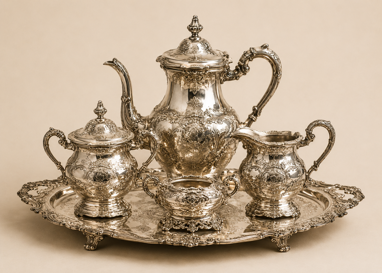 Victorian Silver Tea Set Sterling Silver • English Victorian Style • Circa 1880